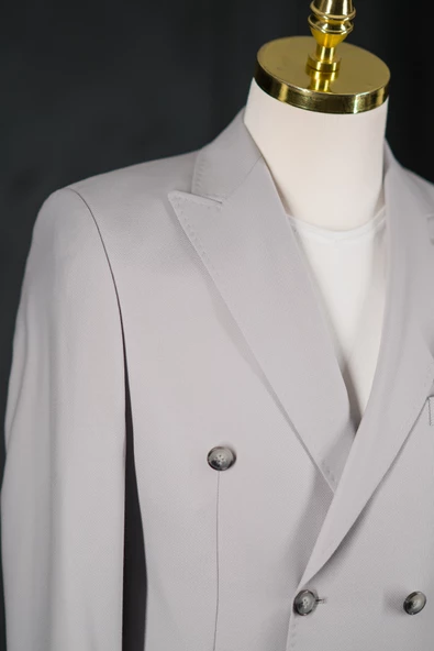 Sir Regular Fit Çift Yırtmaç Astarlı Erkek Kruvaze Tek Ceket - 8