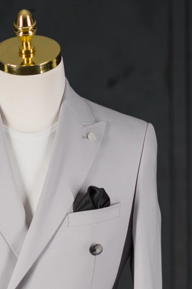 Sir Regular Fit Çift Yırtmaç Astarlı Erkek Kruvaze Tek Ceket - 9