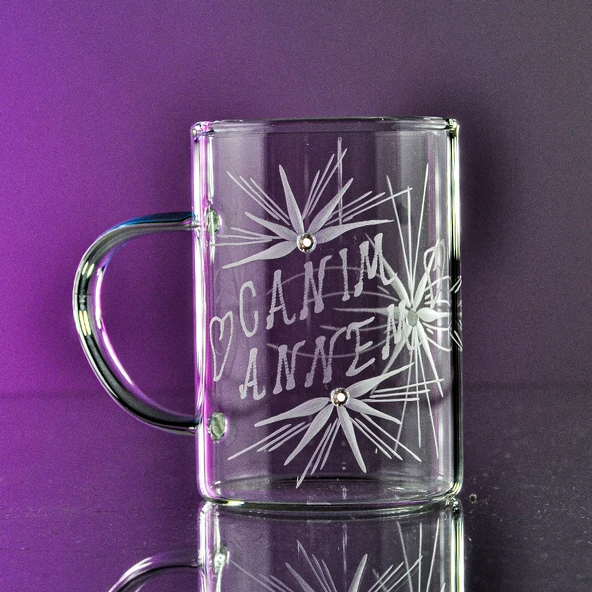 DECOCIA Kişiye Özel Borosilikat İnce Cam Kupa 200cc Kişiselleştirilebilir Yazı ve İşleme El Yapımı - Resim 2