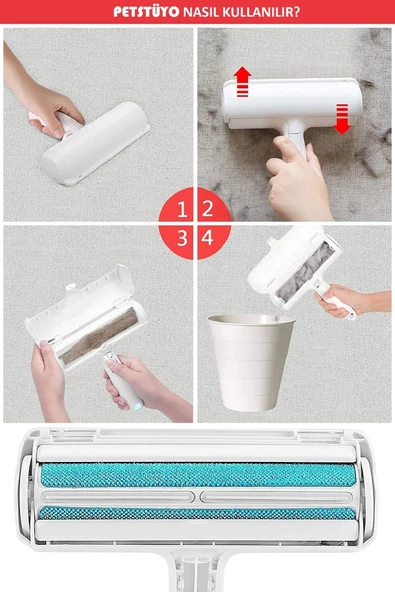 Kedi Köpek Evcil Hayvan Tüy Temizleyici Kıl Toz Toplayıcı Hazneli Elbise Halı Yatak Temizleme - 3