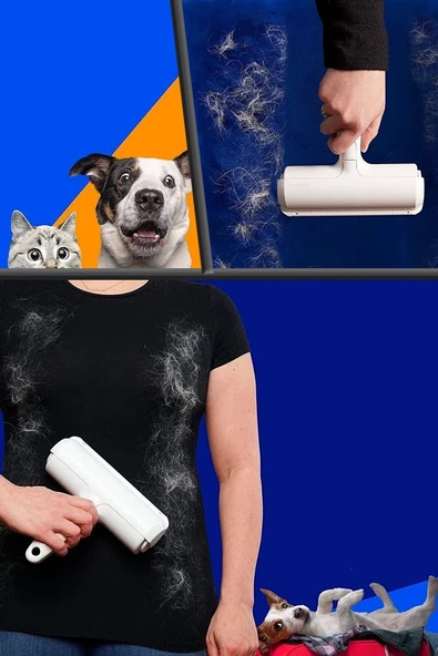 Kedi Köpek Evcil Hayvan Tüy Temizleyici Kıl Toz Toplayıcı Hazneli Elbise Halı Yatak Temizleme - 5