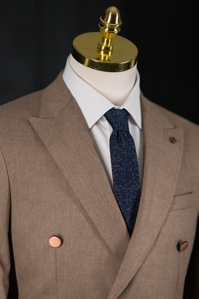 Regular Fit Torba Cep Çift Yırtmaç Astarlı Erkek Kruvaze Takım Elbise - 3