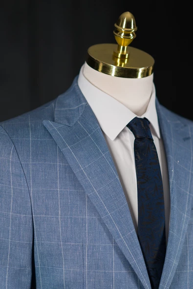 Sir Regular Fit Torba Cep Ekoseli Çift Yırtmaç Yarım Astarlı Erkek Tek Ceket - 4