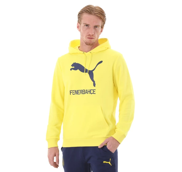 Fenerbahçe Orijinal Puma Sweat, Lisanslı Kapüşonlu Sarı Sweat - 5