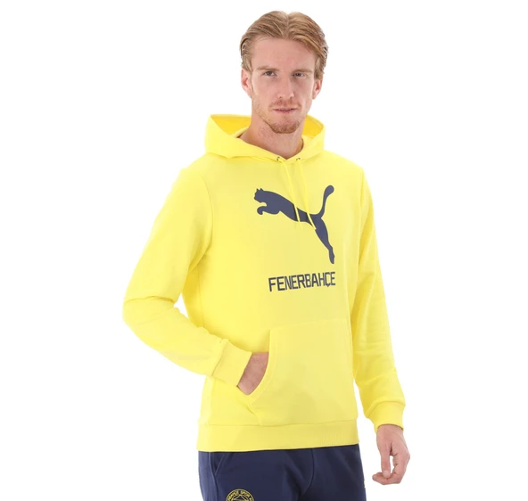 Fenerbahçe Orijinal Puma Sweat, Lisanslı Kapüşonlu Sarı Sweat - 4