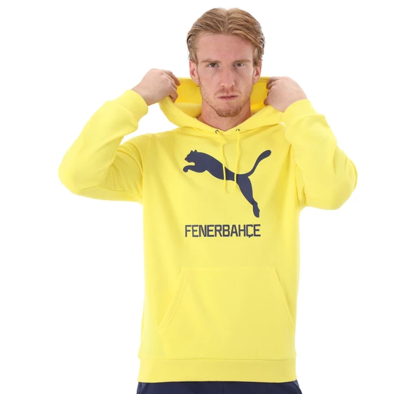 Fenerbahçe Orijinal Puma Sweat, Lisanslı Kapüşonlu Sarı Sweat - 6