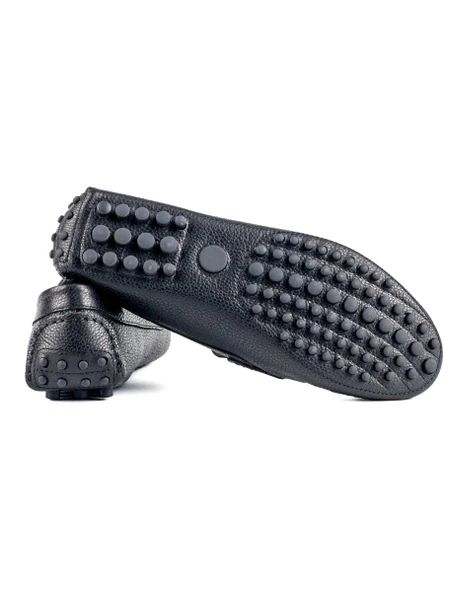 Sardes Siyah Hakiki Deri Erkek Loafer Ayakkabı - Resim 3