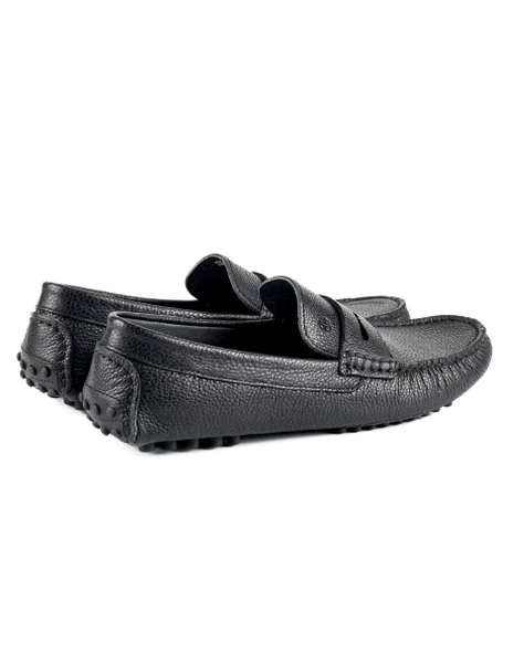 Sardes Siyah Hakiki Deri Erkek Loafer Ayakkabı - Resim 4