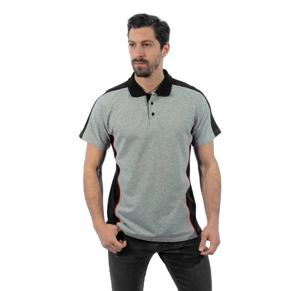 Şensel, Polo Yaka Tişört, Gri-Siyah -136E1482- Tshirt, T-shirt