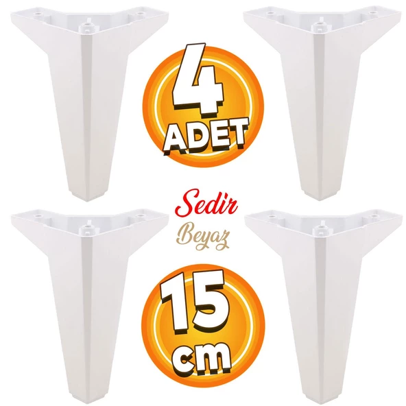 Sedir Lüks Mobilya Kanepe Sehpa Tv Ünitesi Koltuk Ayağı 15 Cm Beyaz Baza Ayakları (4 ADET)