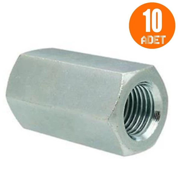 10 Adet Uzun Metrik Altı Köşe Uzatma Somunu M8x40 ürün görseli