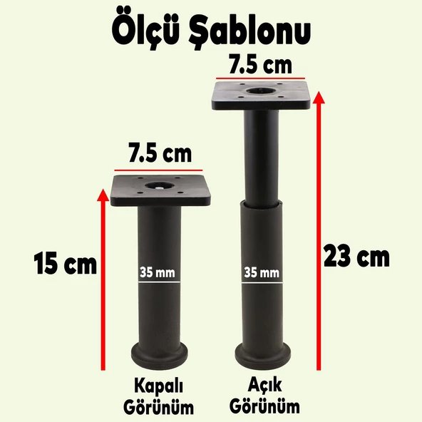 Piko Mobilya Ayağı 12'li Set Robot Süpürge Için Koltuk Kanepe Destek 19 Cm Siyah Ayakları - Resim 6