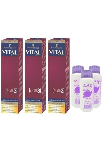 Schwarzkopf Vital Colors Saç Boyası Koyu Bronz Kahve-5-68+oksidan (3 Adet)
