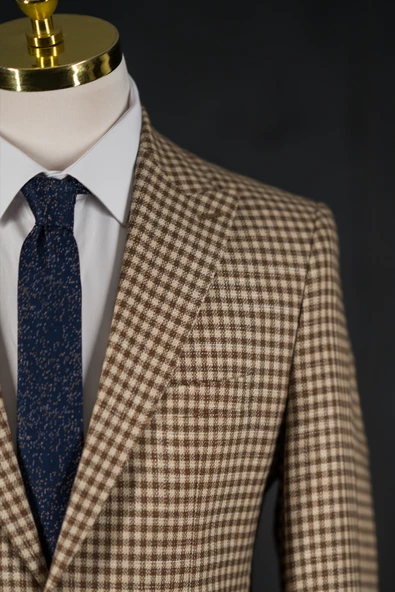 Sir Regular Fit Torba Cep Ekoseli Çift Yırtmaç Yarım Astarlı Erkek Tek Ceket - 4