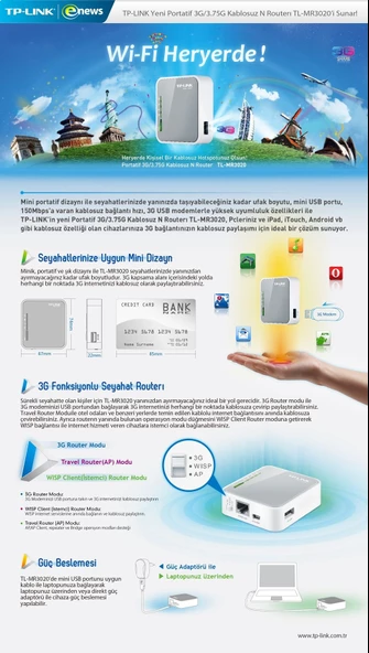 TP-LINK 3000Mbps Taşınabilir 3G N Router TL-MR3020 - 2