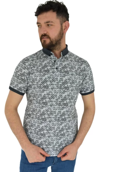 Erkek Polo Yaka Dijital Baskılı Tişört Waffle 2372 BGL-ST02797 - Resim 3