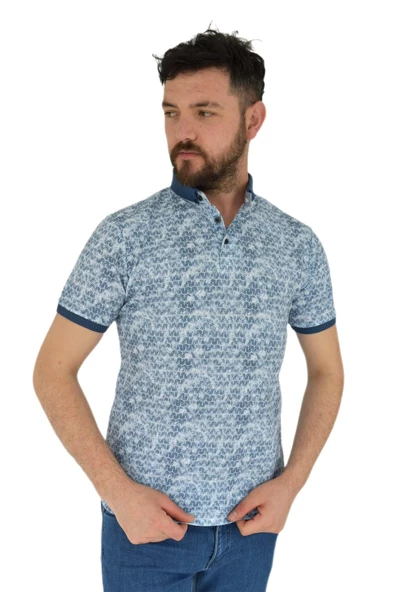 Erkek Polo Yaka Dijital Baskılı Tişört Waffle 2372 BGL-ST02797 ürün görseli