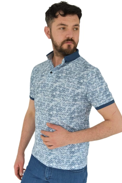 Erkek Polo Yaka Dijital Baskılı Tişört Waffle 2372 BGL-ST02797 - Resim 7