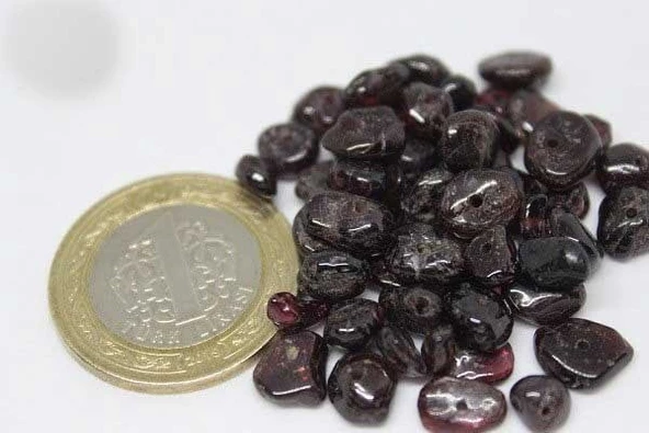 Delikli Lal (Granat) (Garnet) Taşı Mini Boy 50 adet - Resim 2