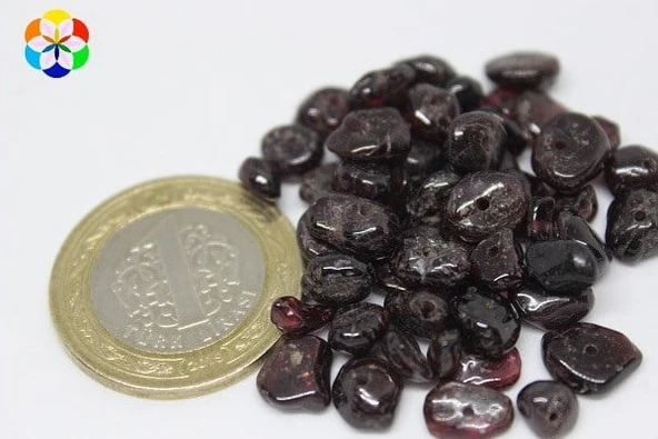 Delikli Lal (Granat) (Garnet) Taşı Mini Boy 50 adet