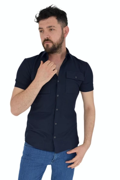 Erkek Polo Yaka Cepli Dügmeli Tişört Waffle 2362 BGL-ST02798 - Resim 3