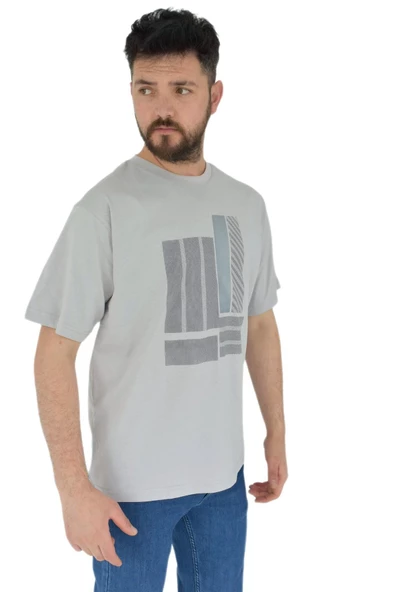 Erkek Baskılı Oversize Tişört 2378 BGL-ST02802 - Resim 6