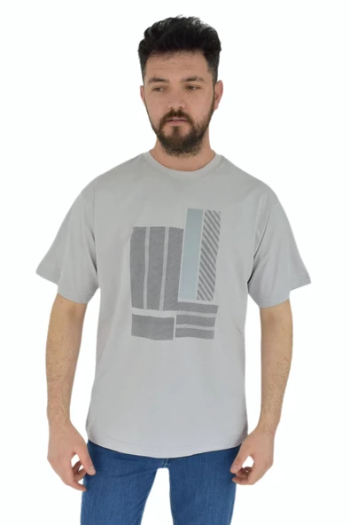 Erkek Baskılı Oversize Tişört 2378 BGL-ST02802 - Resim 4