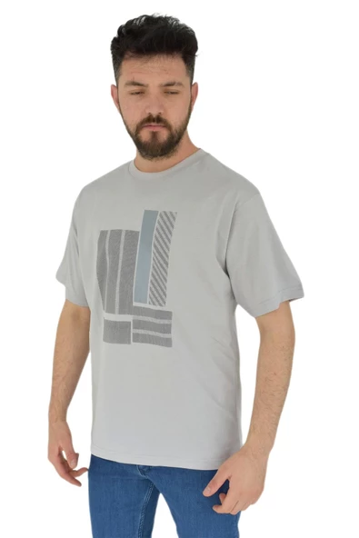 Erkek Baskılı Oversize Tişört 2378 BGL-ST02802 - Resim 9