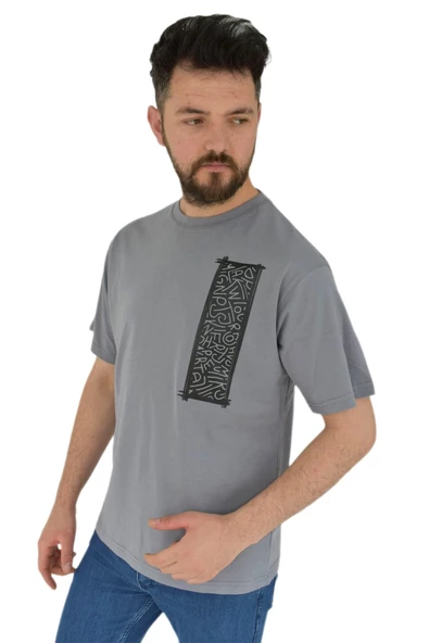 Erkek Baskılı Oversize Tişört 2380 BGL-ST02803 - Resim 2