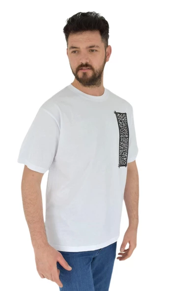 Erkek Baskılı Oversize Tişört 2380 BGL-ST02803 - Resim 8