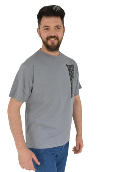 Erkek Baskılı Oversize Tişört 2380 BGL-ST02803 - Resim 9