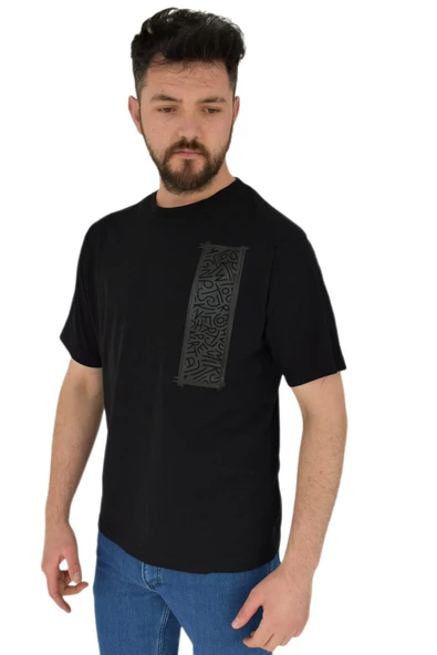 Erkek Baskılı Oversize Tişört 2380 BGL-ST02803 - Resim 10