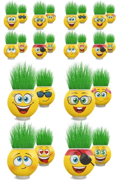 5 adet Çimoji Emojili Yeni Nesil Çim Adamlar