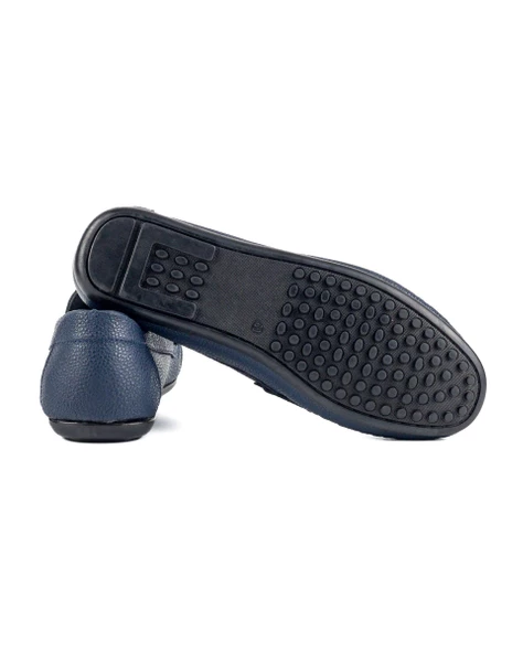 Edessa Lacivert Hakiki Deri Erkek Loafer Ayakkabı - 3