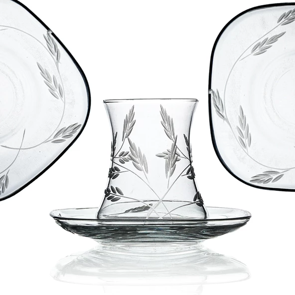 Decocia Kazaan 61 Parça  12 Kişilik  Bardak Çeyiz Seti Bosna Karaflı Sürgün Desenli - Resim 5