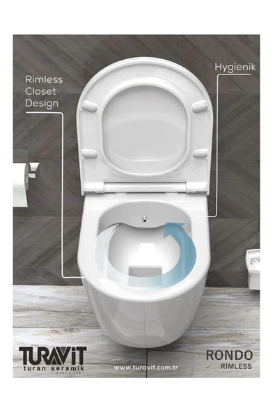 Turavit Rnd5512 Rondo Kanalsız Asma Klozet, Nkp Yavaş Kapak - 2
