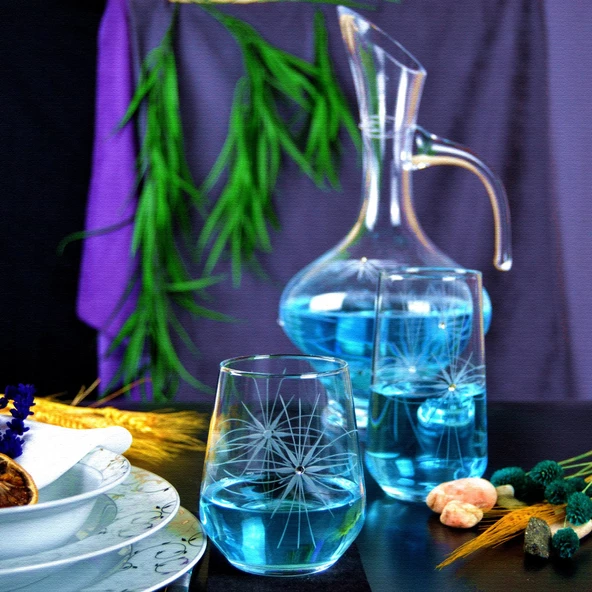 Decocia Kazaan 13 Parça 6 Kişilik  Bardak Seti Bosna Karaflı Mira Desenli - Resim 2