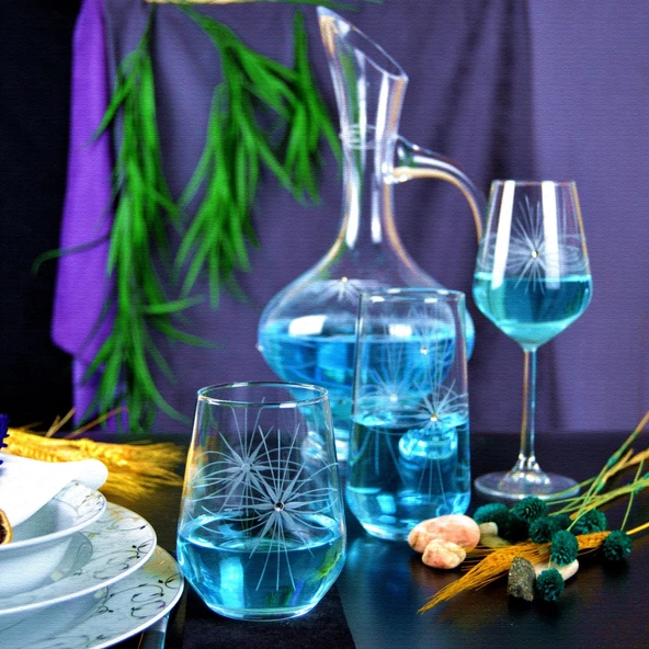 Decocia Kazaan 19 Parça  6 Kişilik Bardak Çeyiz Seti Bosna Karaflı Mira Desenli - Resim 2