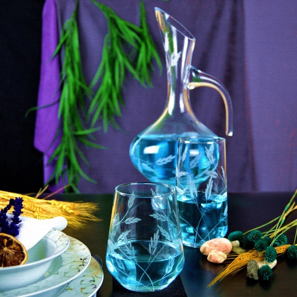 Decocia Kazaan 25 Parça 12 Kişilik  Bardak Seti Bosna Karaflı Sürgün Desenli - Resim 2