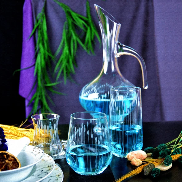 Decocia Kazaan 25 Parça 6 Kişilik Bardak Çeyiz Seti Bosna Karaflı Vega Desenli - Resim 2