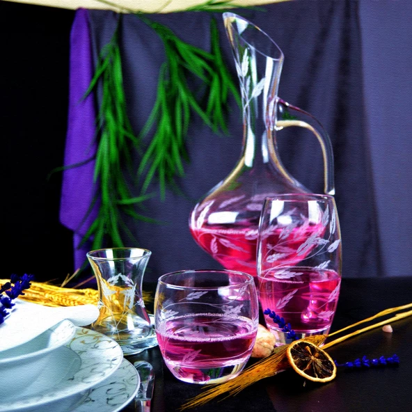 Decocia Pudgy 25 Parça 6 Kişilik Bardak Çeyiz Seti Bosna Karaflı Sürgün Desenli - Resim 2