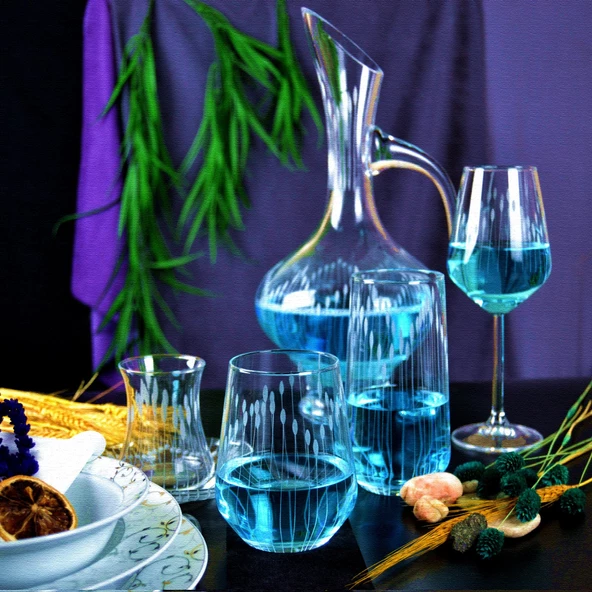 Decocia Kazaan 31 Parça 6 Kişilik  Bardak Çeyiz Seti Bosna Karaflı Vega Desenli - Resim 2