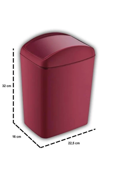 Digithome Soft Çöp Kovası Döner Kapaklı 10 Lt Kırmızı - 188-01 C320.049 - Resim 2