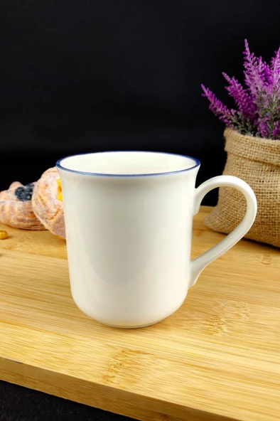 Digithome Blue Rim Porselen Kupa 250 Ml Mavi - TL4029558 C320.003