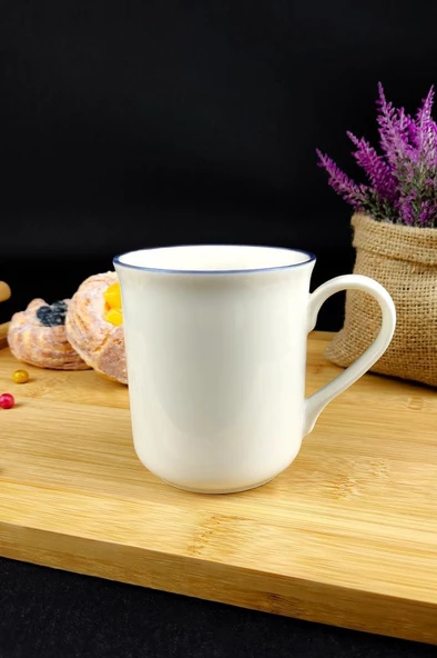Digithome Blue Rim Porselen Kupa 250 Ml Mavi - TL4029558 C320.003 - 3
