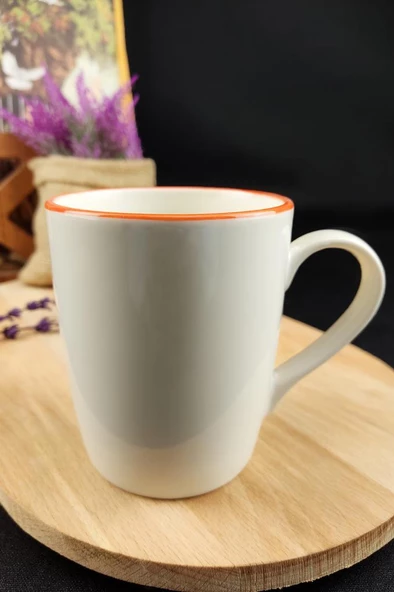 Digithome Orange Rim Porselen Kupa 250 Ml Turuncu - TL4029381 C320.003 - 2