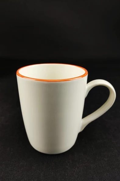Digithome Orange Rim Porselen Kupa 250 Ml Turuncu - TL4029381 C320.003 - 4
