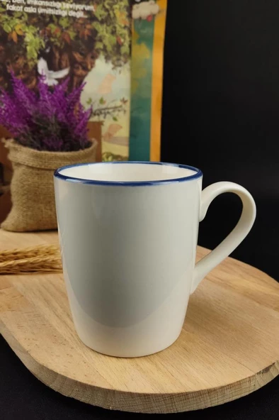 Digithome Blue Rim Porselen Kupa 250 Ml Mavi - TL4029343 C320.003 - 3