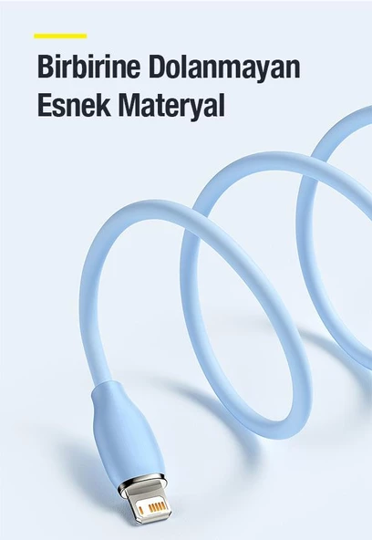 Baseus 120 Cm 2.4A Süper Hızlı USB to iPhone Lightning Şarj ve Data Kablosu, Akıllı Çip Korumalı - Resim 3