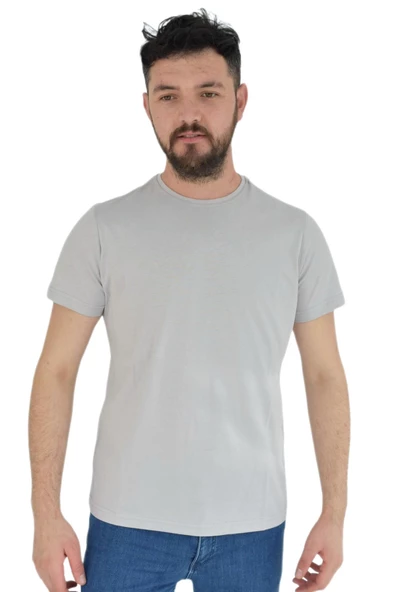 Erkek Sıfır Yaka Sırt Baskılı Tişört 2384 BGL-ST02876 - Resim 3